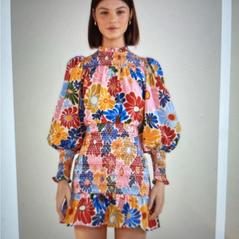 FARM Rio NWT Sunny Daises Sand Mini Dress- XS